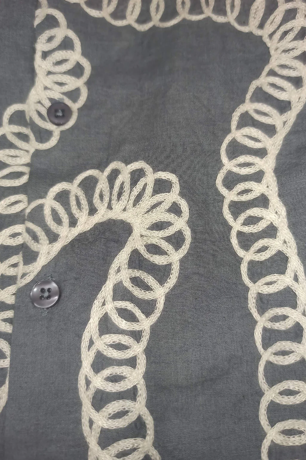 Abstract Grey Embroidered Oversized Exclusive Shirt - Image 2