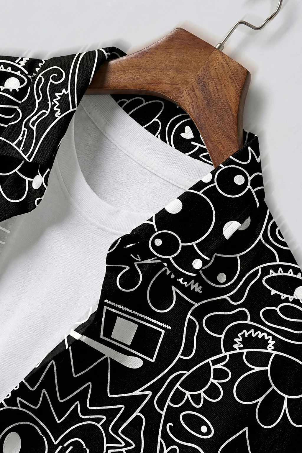 Abstract Maze Black All Over Print Oversized Exclusive Shirt - Image 3