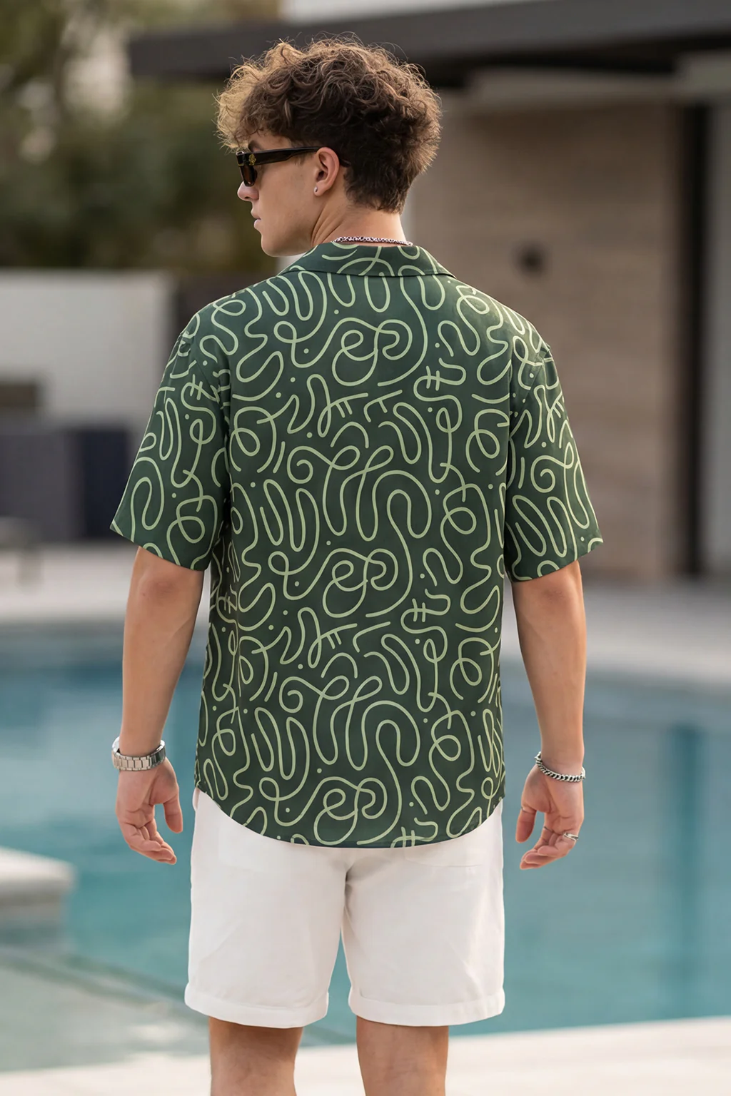 Abstract Maze Green All Over Print Oversized Exclusive Shirt - Image 3