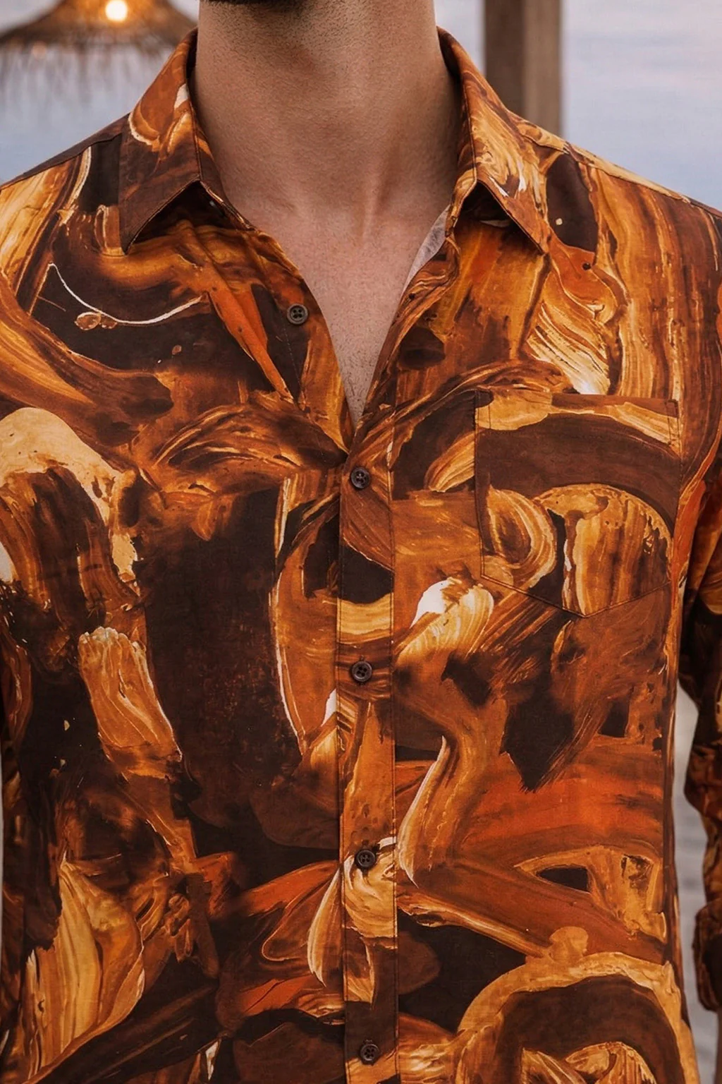 Abstract Orange All Over Print Regular Fit Exclusive Shirt - Image 2