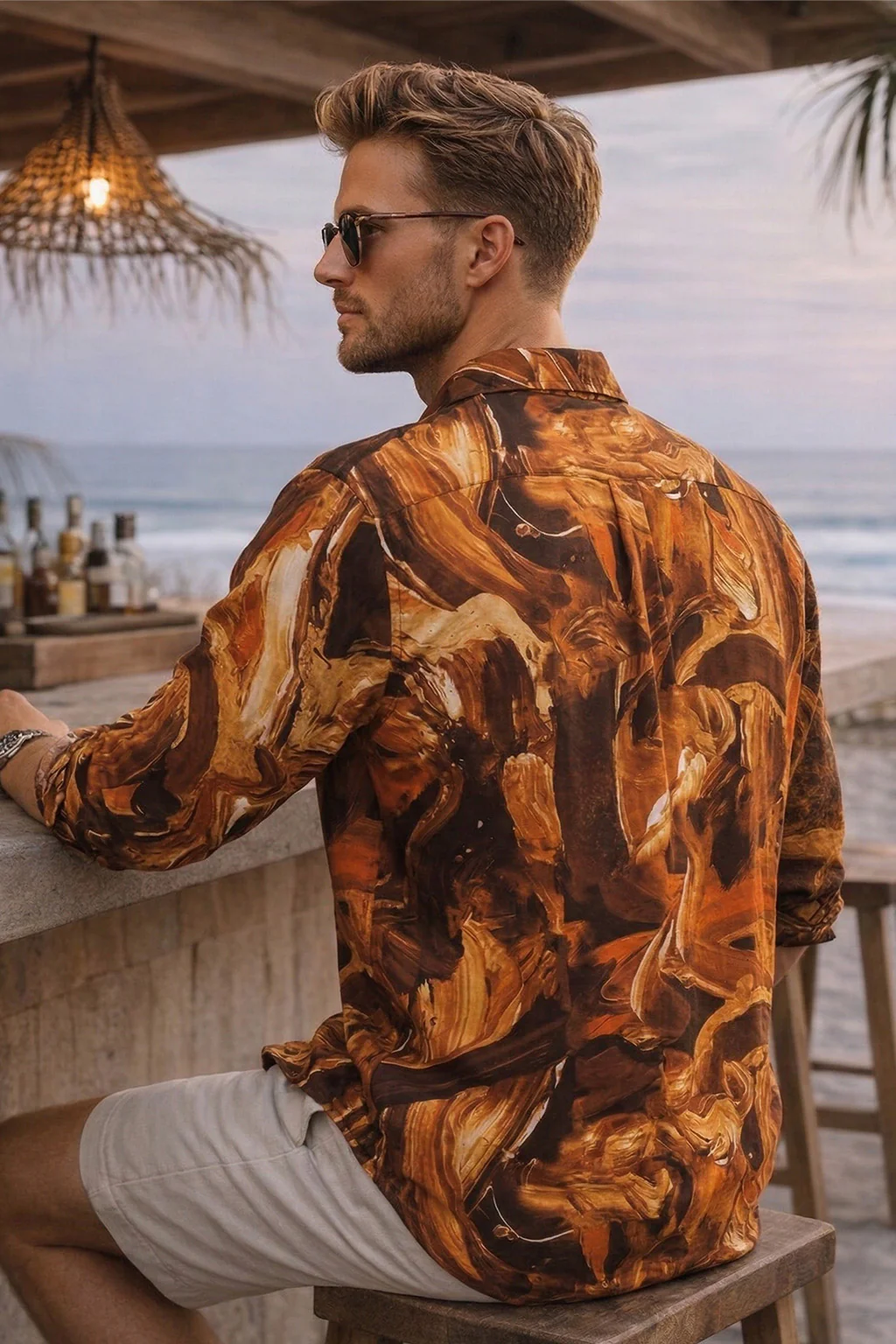 Abstract Orange All Over Print Regular Fit Exclusive Shirt - Image 3