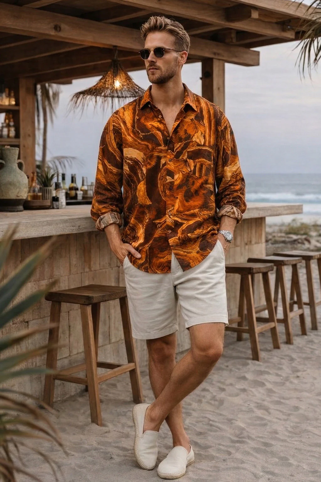 Abstract Orange All Over Print Regular Fit Exclusive Shirt - Image 5