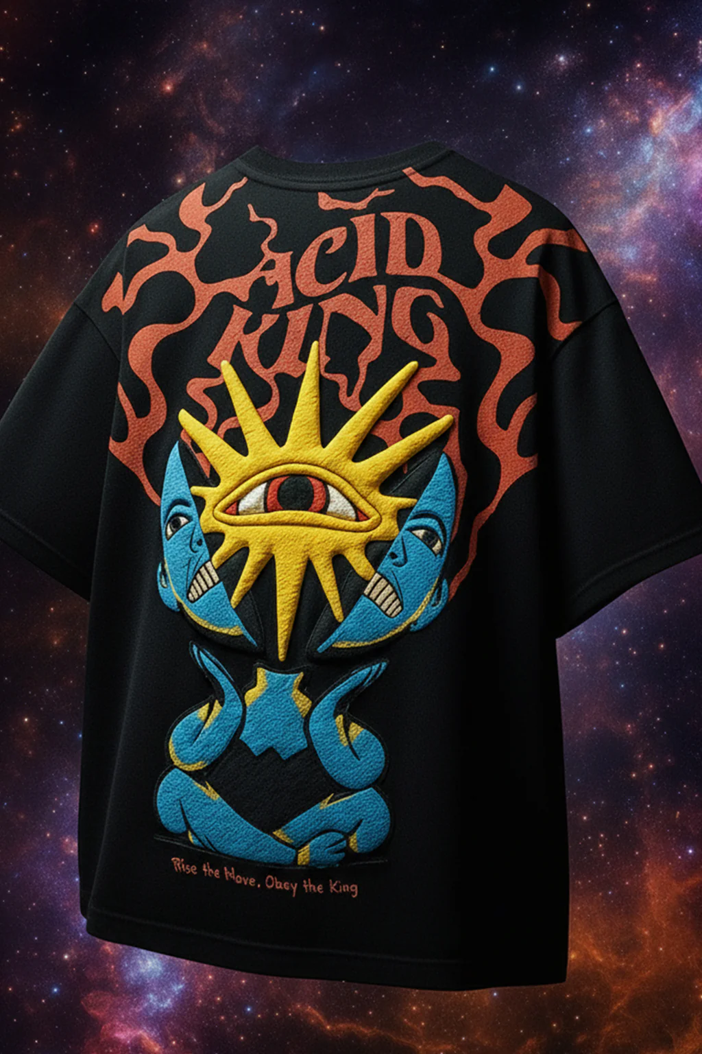 Acid King Black Oversized Puff Printed Exclusive T-shirt