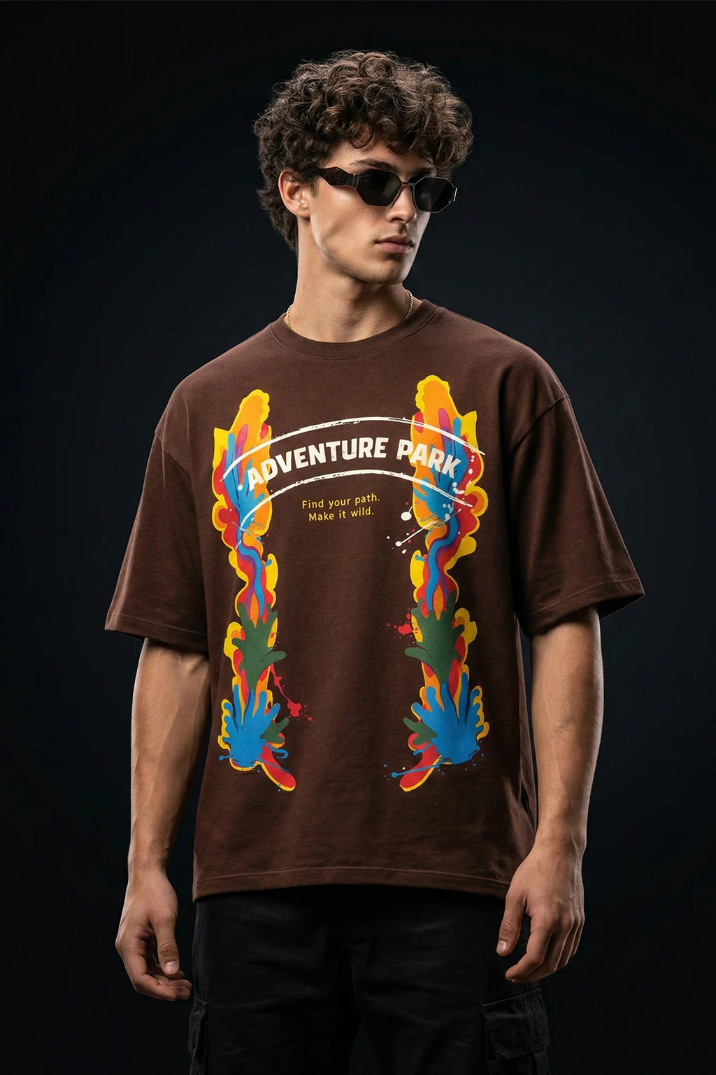 Adventure Park Brown Front Printed Exclusive T-shirt - Image 3
