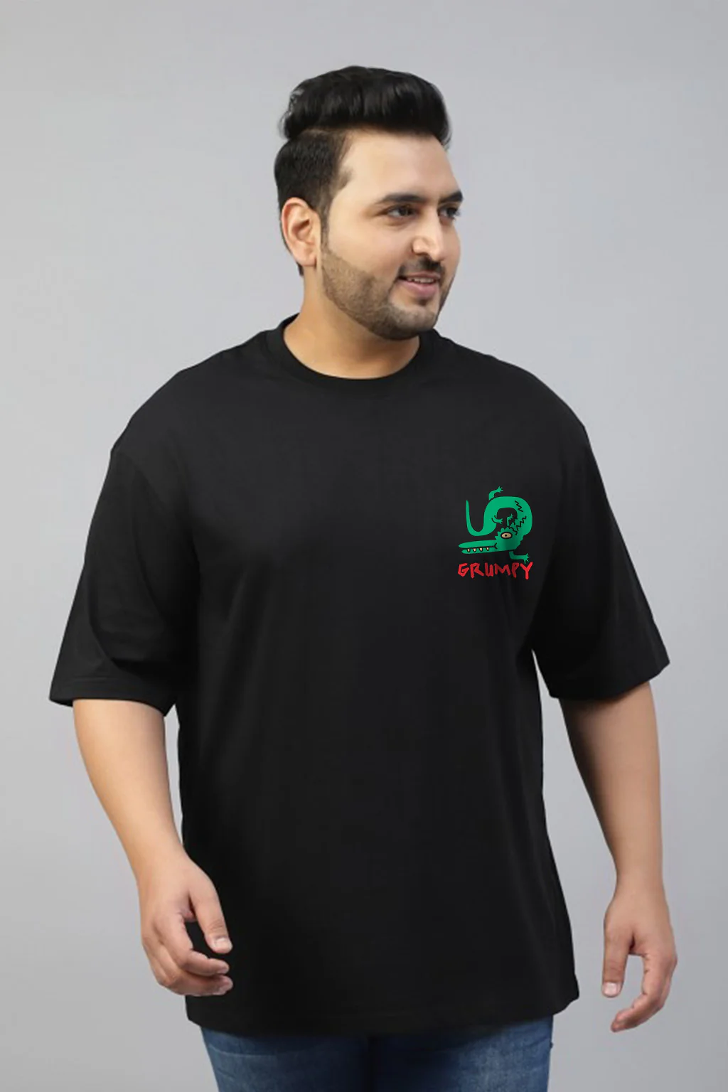 Aligator Black Graphic Printed Plus Size T-shirt - Image 3