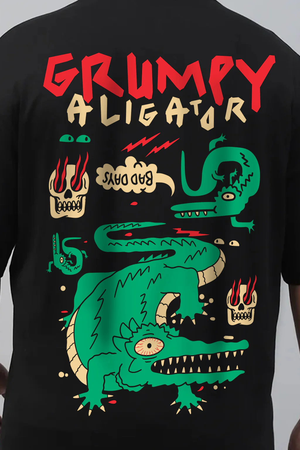 Aligator Black Graphic Printed Plus Size T-shirt - Image 4