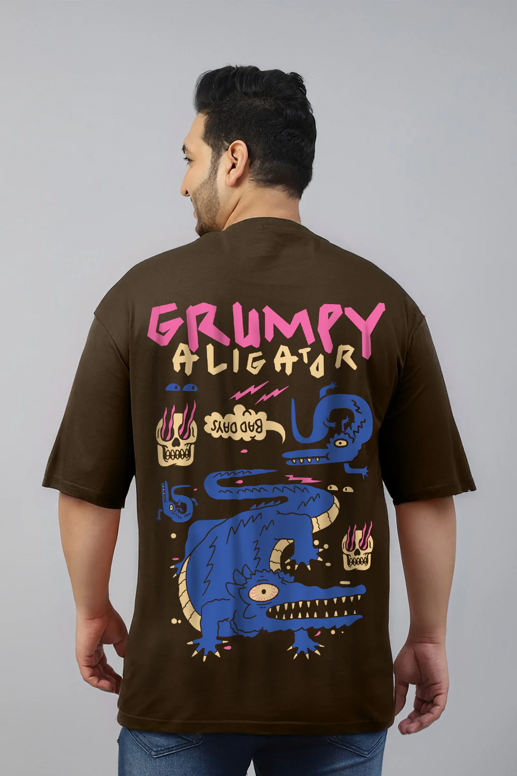 Aligator Brown Graphic Printed Plus Size T-shirt - Image 2