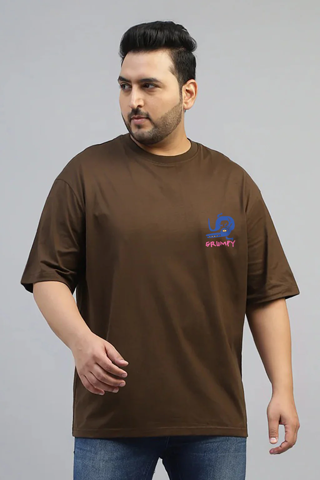 Aligator Brown Graphic Printed Plus Size T-shirt - Image 3