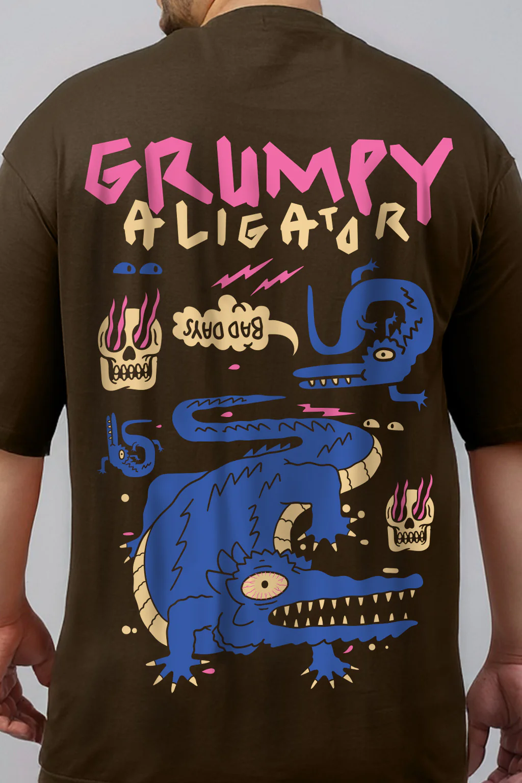 Aligator Brown Graphic Printed Plus Size T-shirt - Image 5