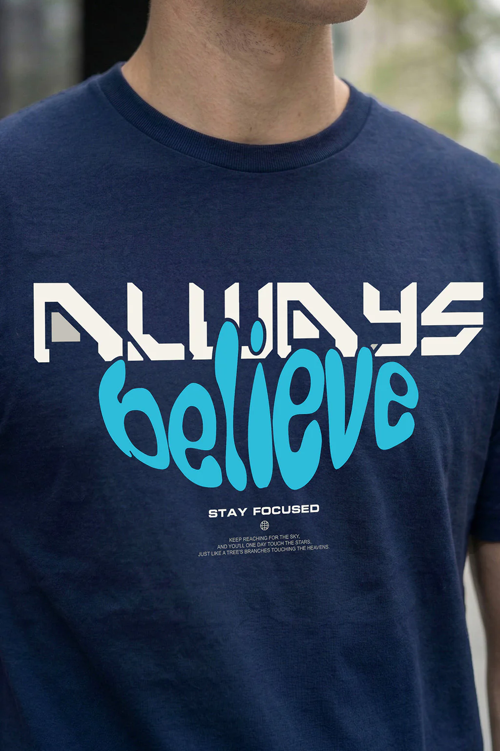 Always Believe Navy Regular Fit Printed T-shirt - Image 2