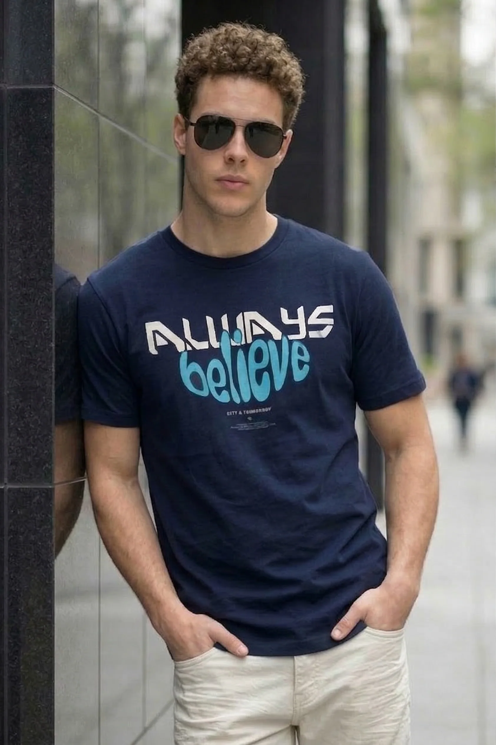 Always Believe Navy Regular Fit Printed T-shirt - Image 4