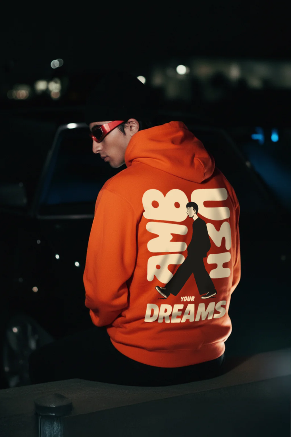 Ambush Dreams Orange Oversized Printed Hoodie - Image 2