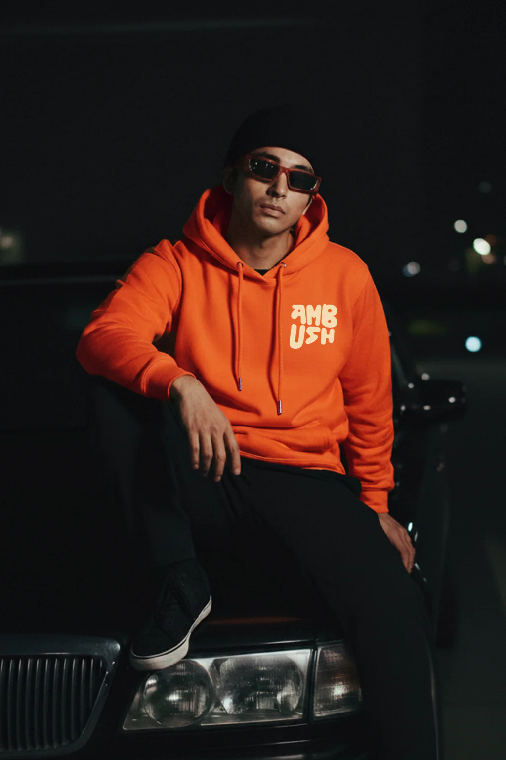Ambush Dreams Orange Oversized Printed Hoodie - Image 3