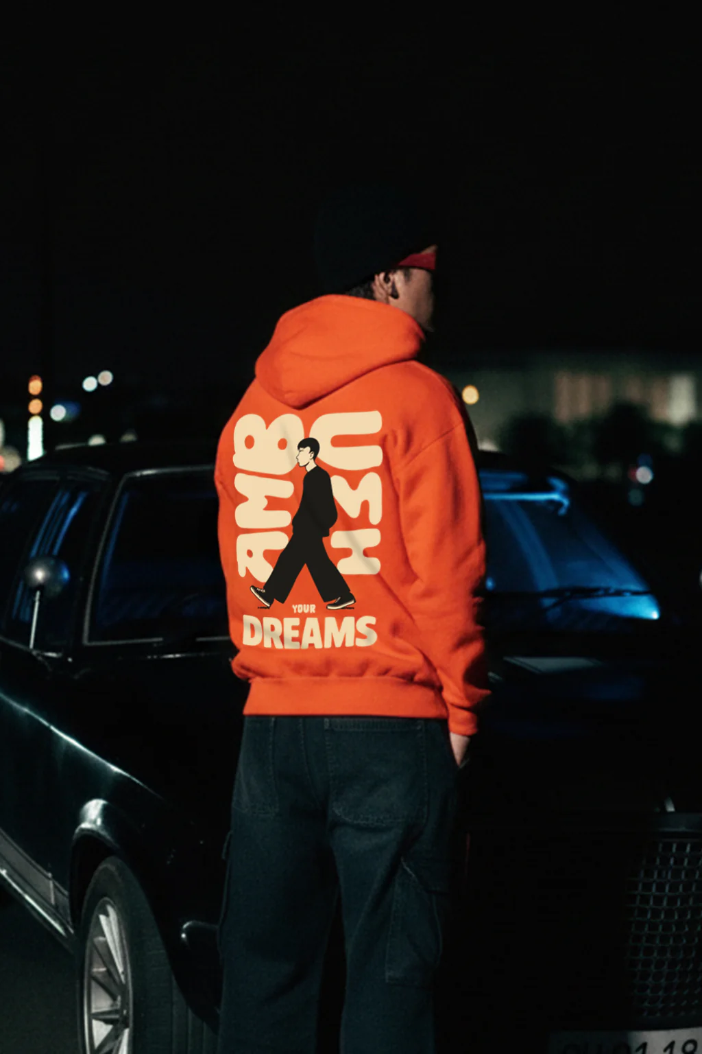 Ambush Dreams Orange Oversized Printed Hoodie - Image 4