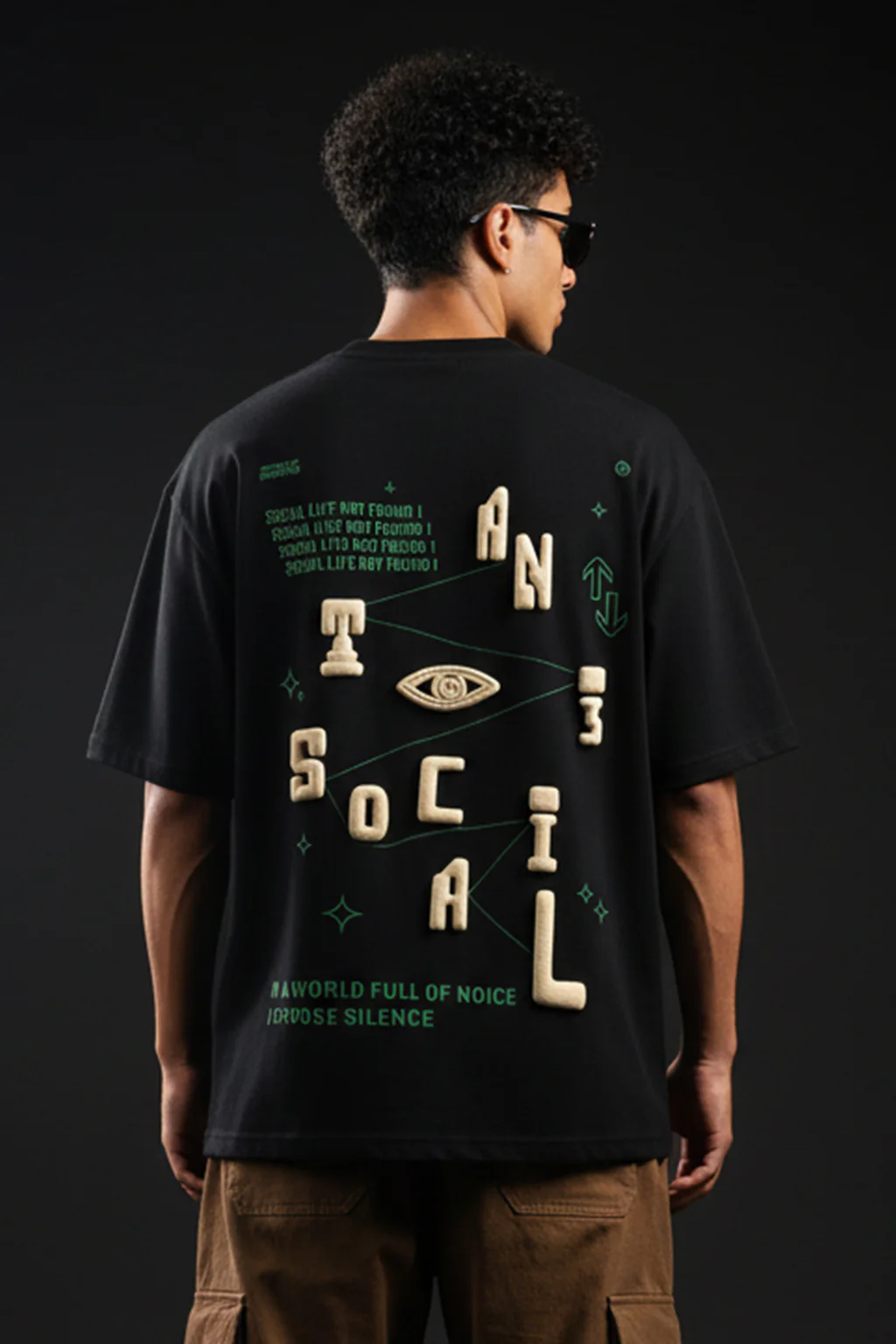 Antisocial Black Oversized Puff Printed Exclusive T-shirt - Image 3