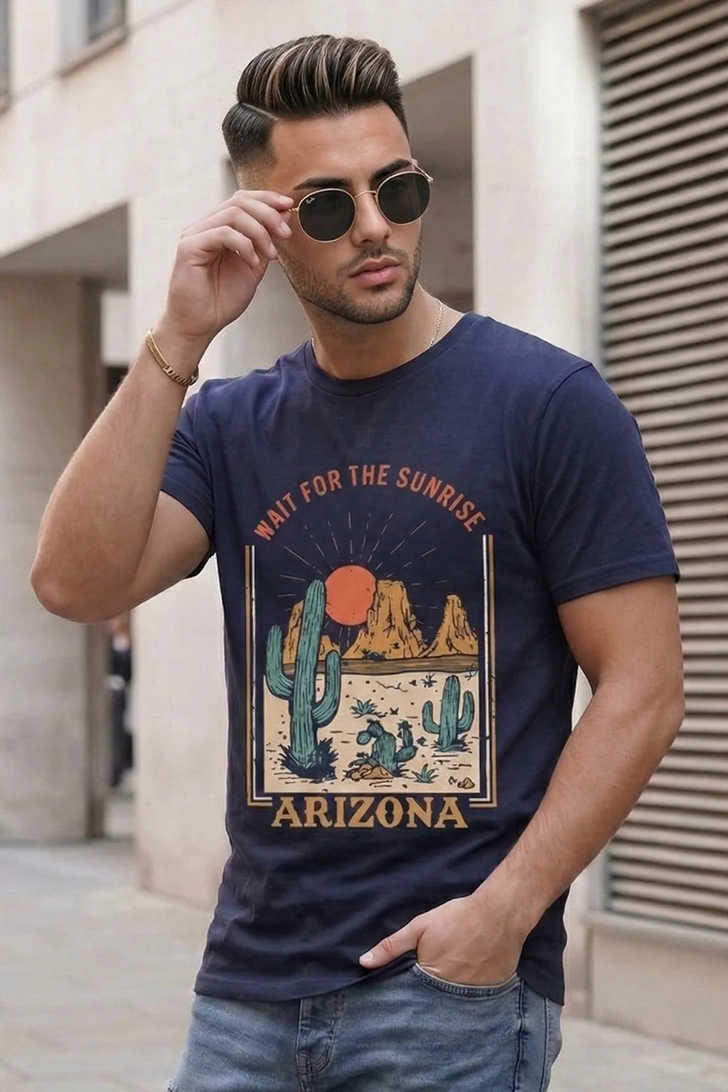 Arizona Navy Regular Fit Printed T-shirt - Image 3