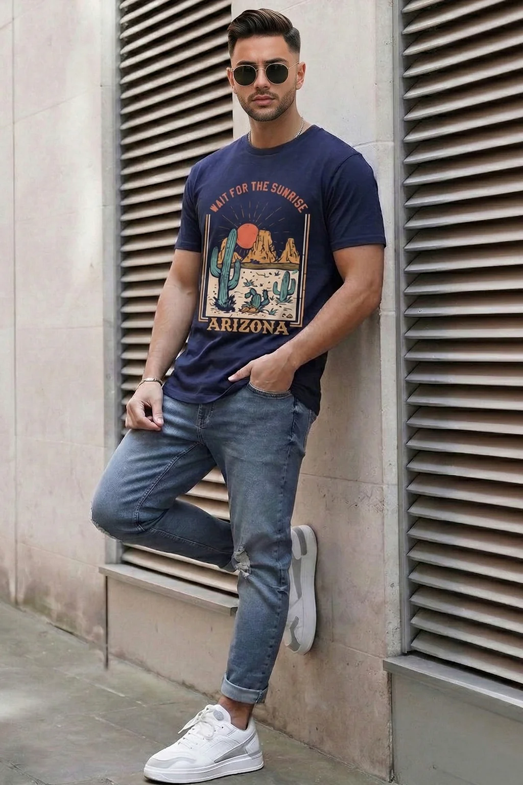 Arizona Navy Regular Fit Printed T-shirt - Image 5