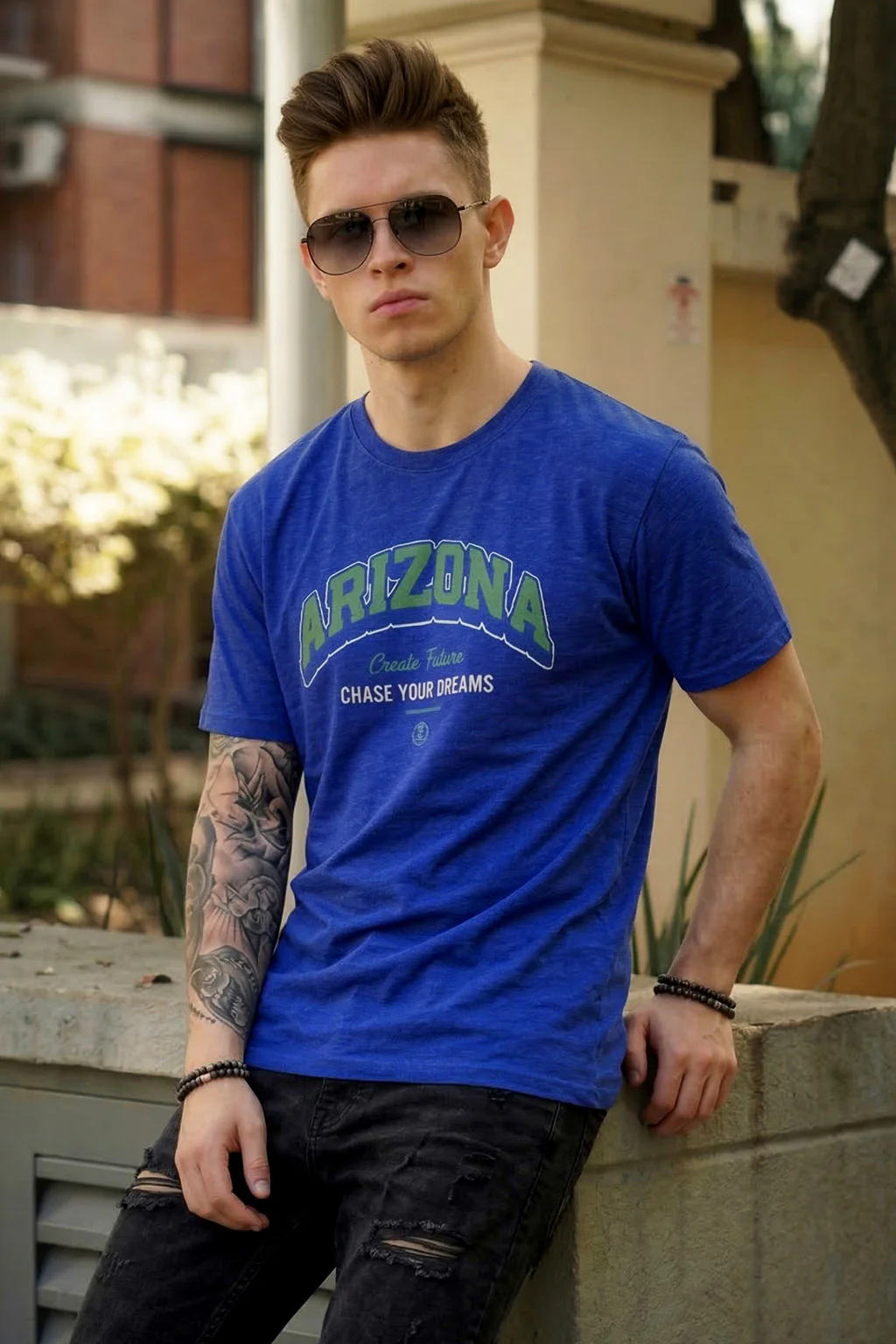 Arizona Royal blue Regular Fit Printed T-shirt - Image 5