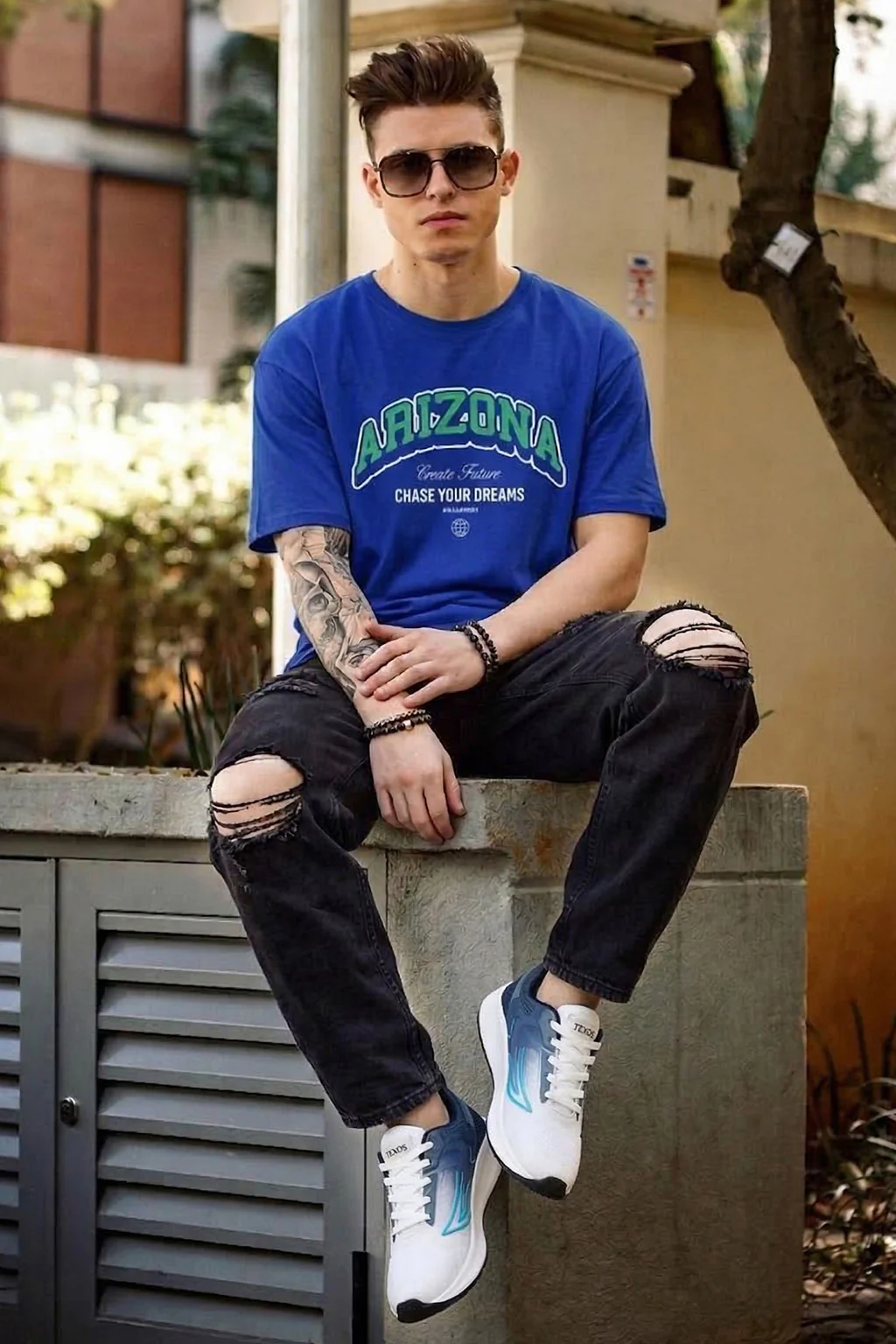 Arizona Royal blue Regular Fit Printed T-shirt - Image 6