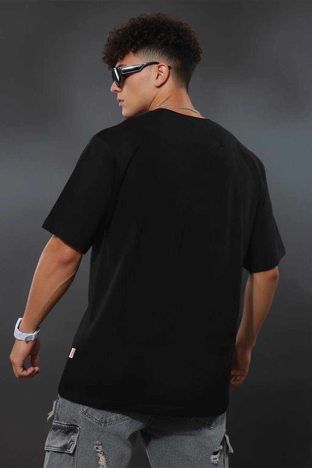 Ascendant Black Oversized Graphic Printed T-shirt - Image 2