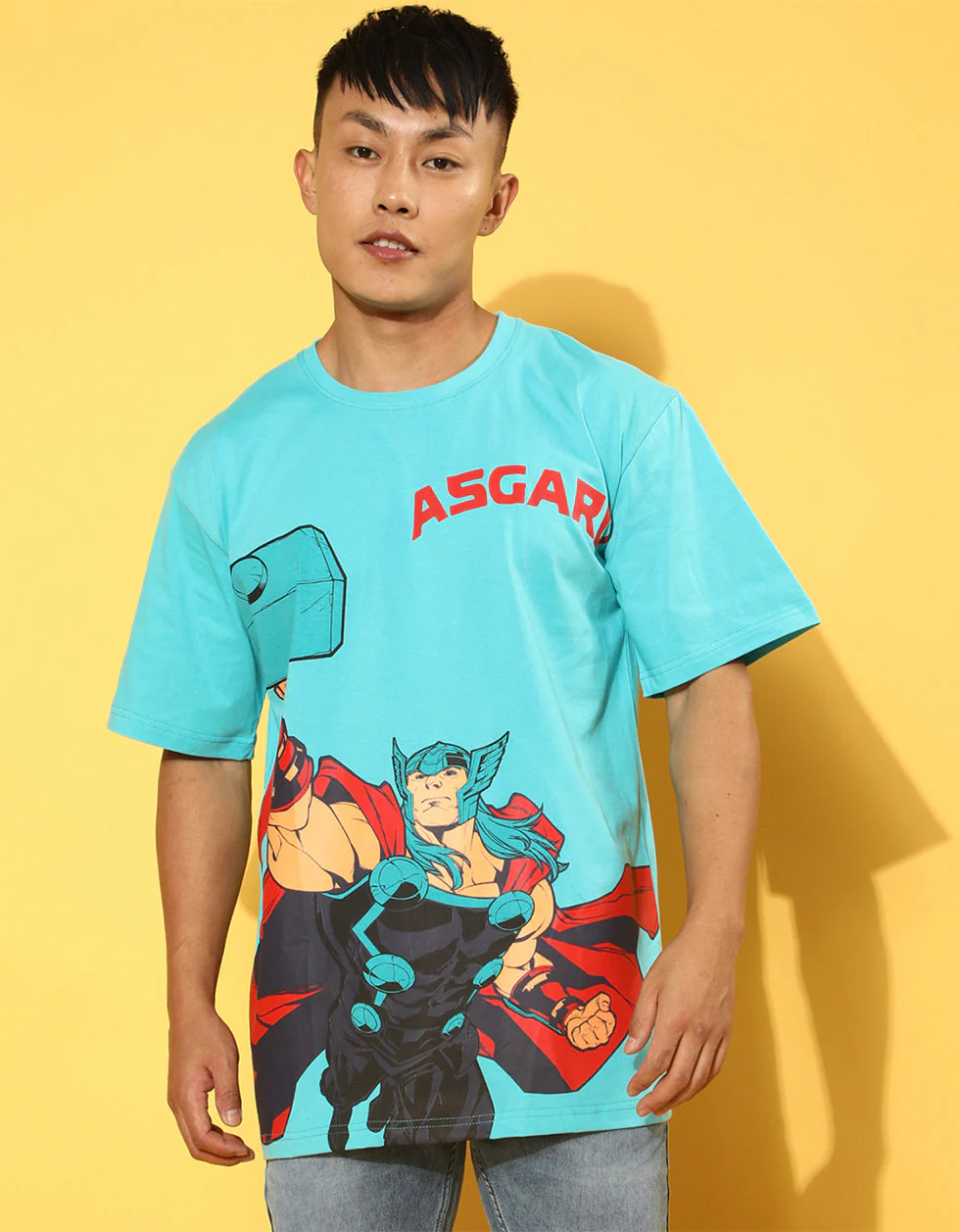 ASGARD Thor Blue Oversized Front Graphic Printed Tshirt - Image 3