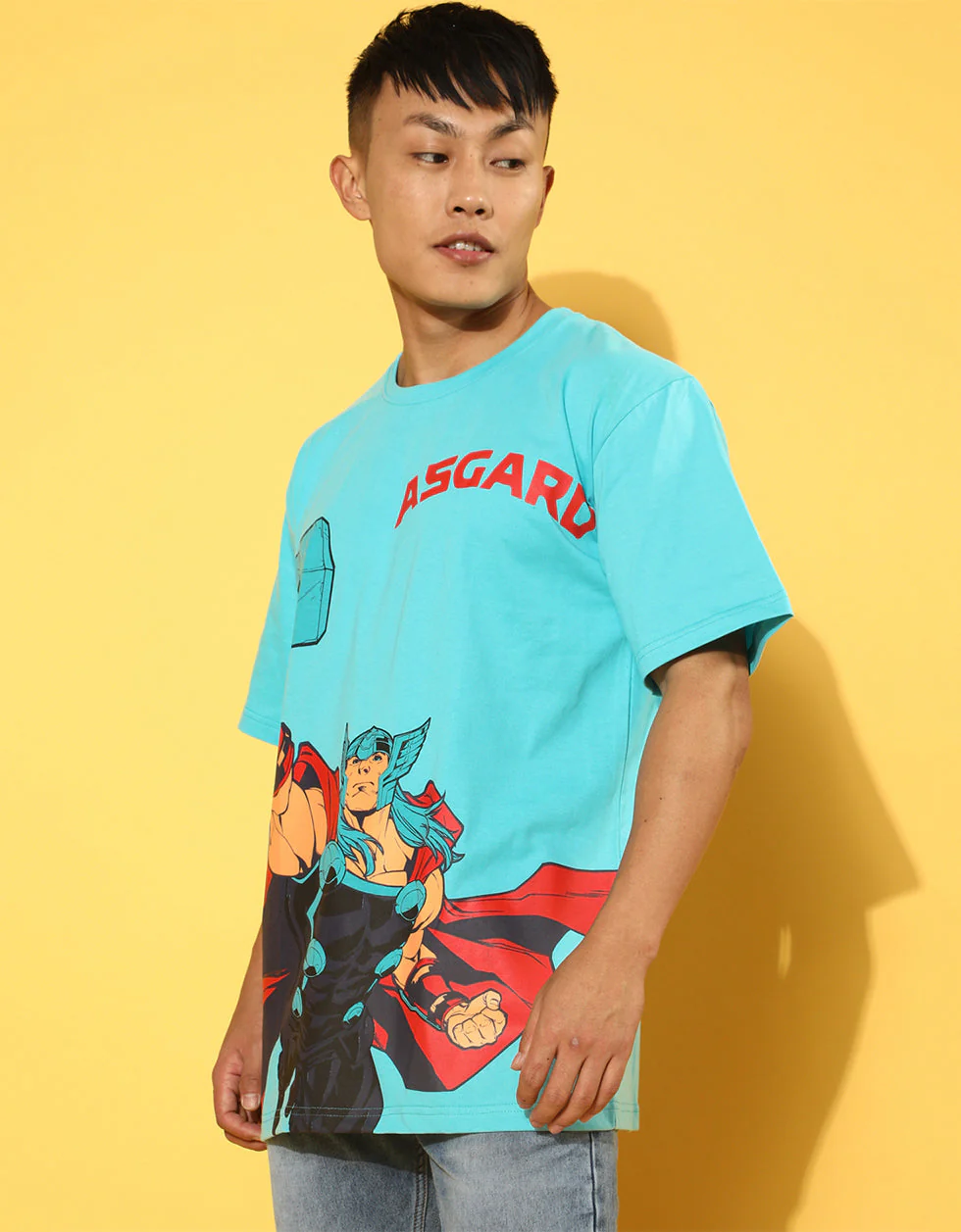 ASGARD Thor Blue Oversized Front Graphic Printed Tshirt - Image 4