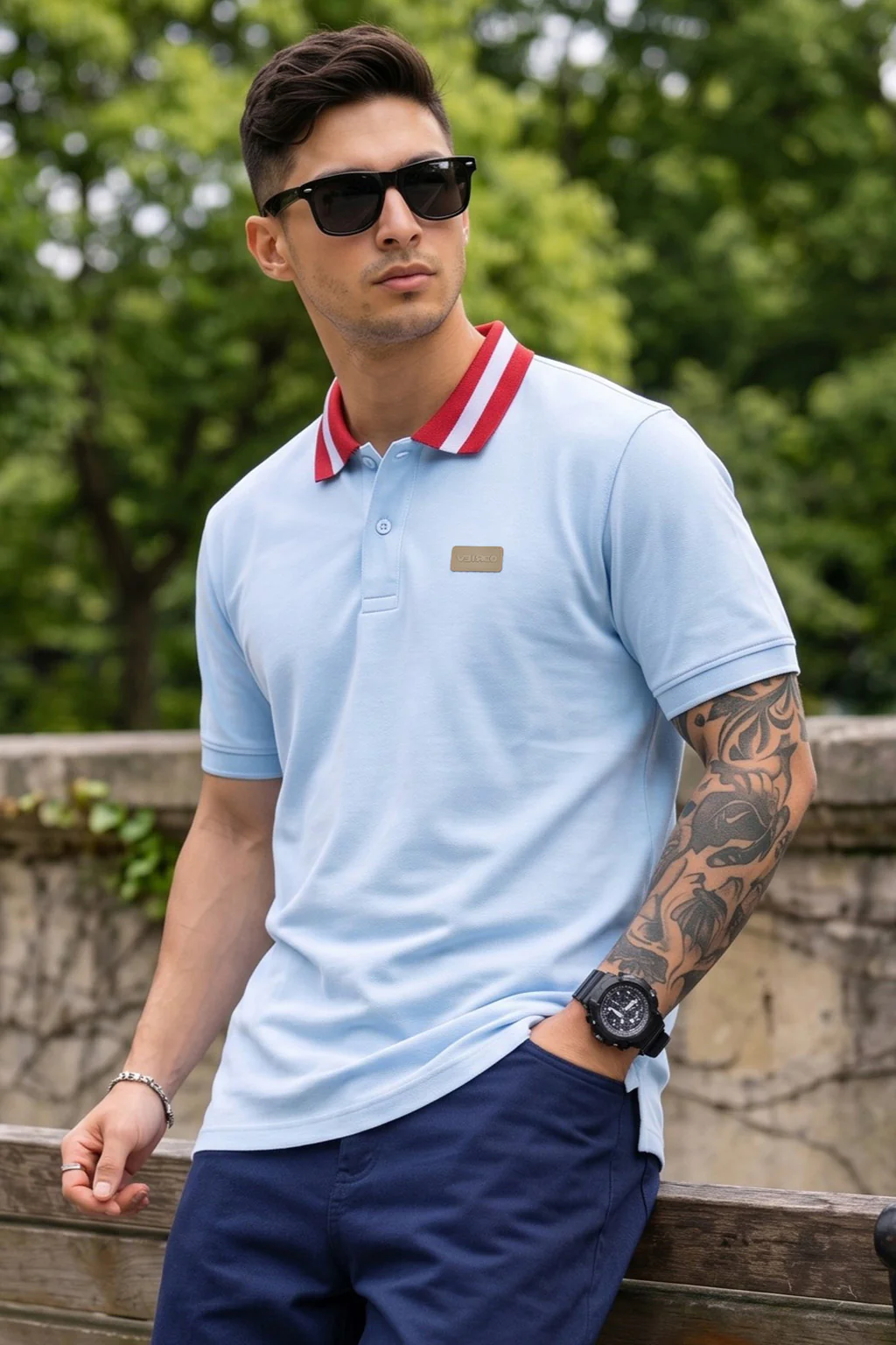 Atomizer Contrast Collar Regular Fit Exclusive Pique Lycra Polo T-Shirt - Image 3