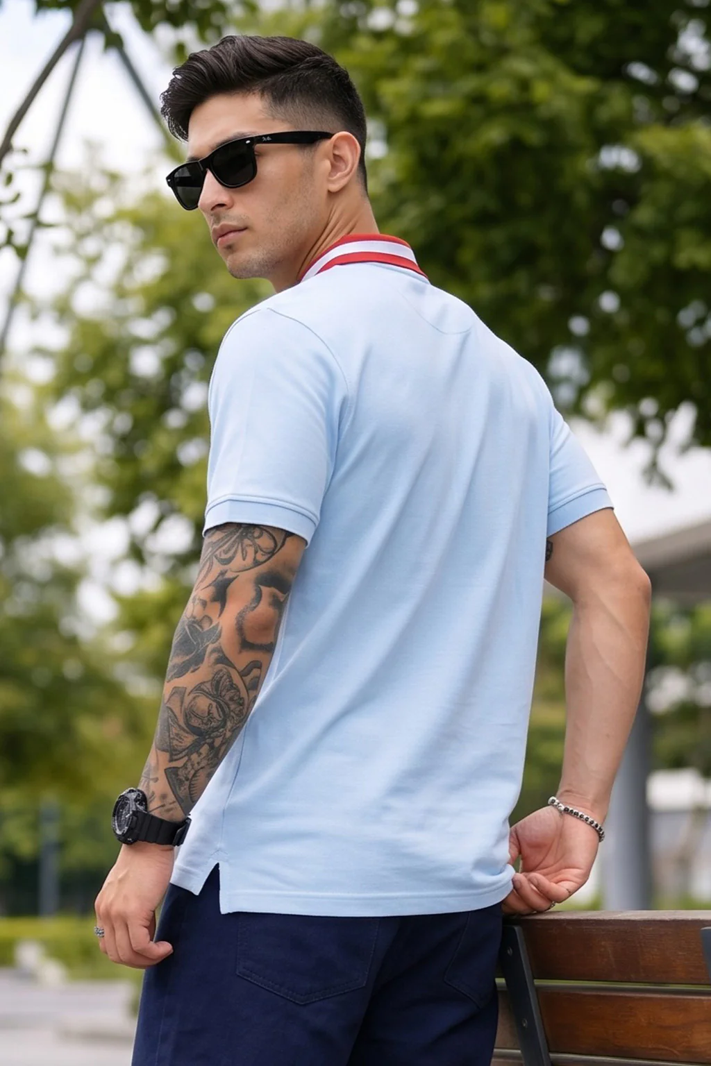 Atomizer Contrast Collar Regular Fit Exclusive Pique Lycra Polo T-Shirt - Image 4