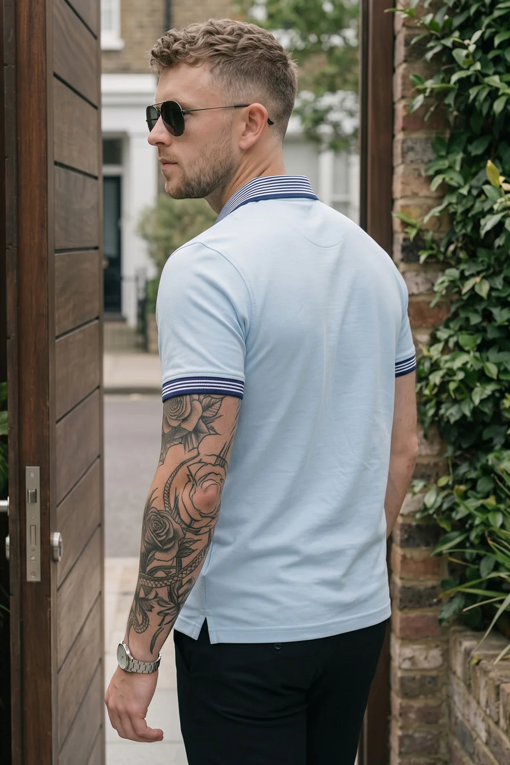 Atomizer Stripped Collar Regular Fit Exclusive Pique Lycra Polo T-Shirt - Image 4