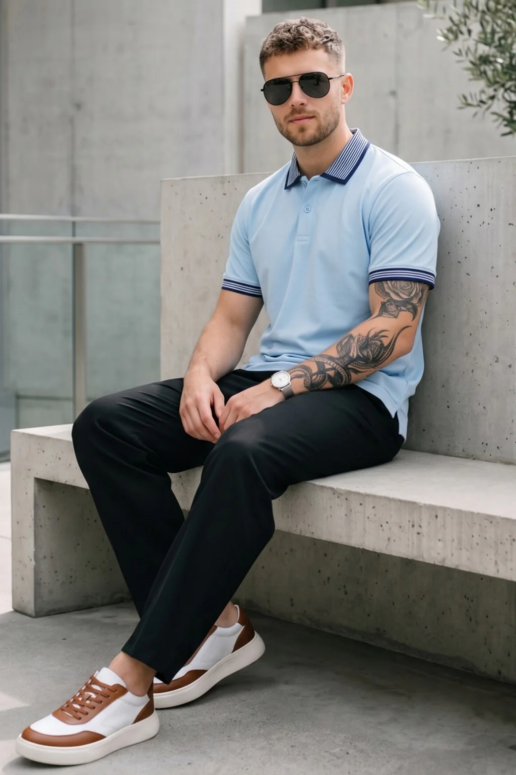 Atomizer Stripped Collar Regular Fit Exclusive Pique Lycra Polo T-Shirt - Image 5