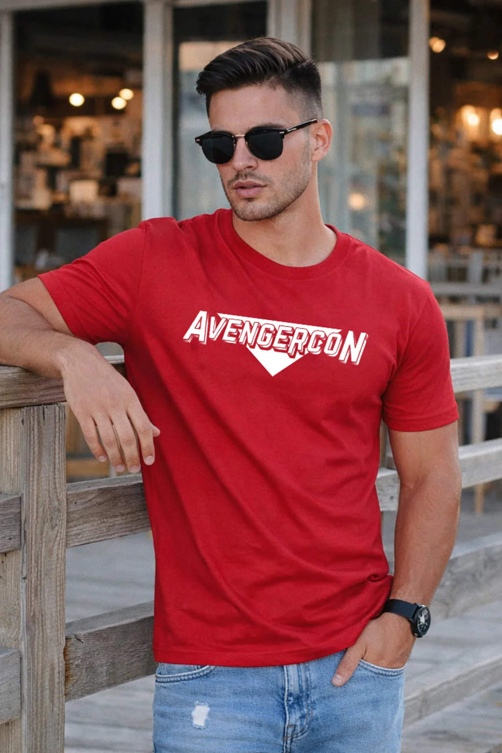 Avengercon Red Regular Fit Printed T-shirt - Image 5