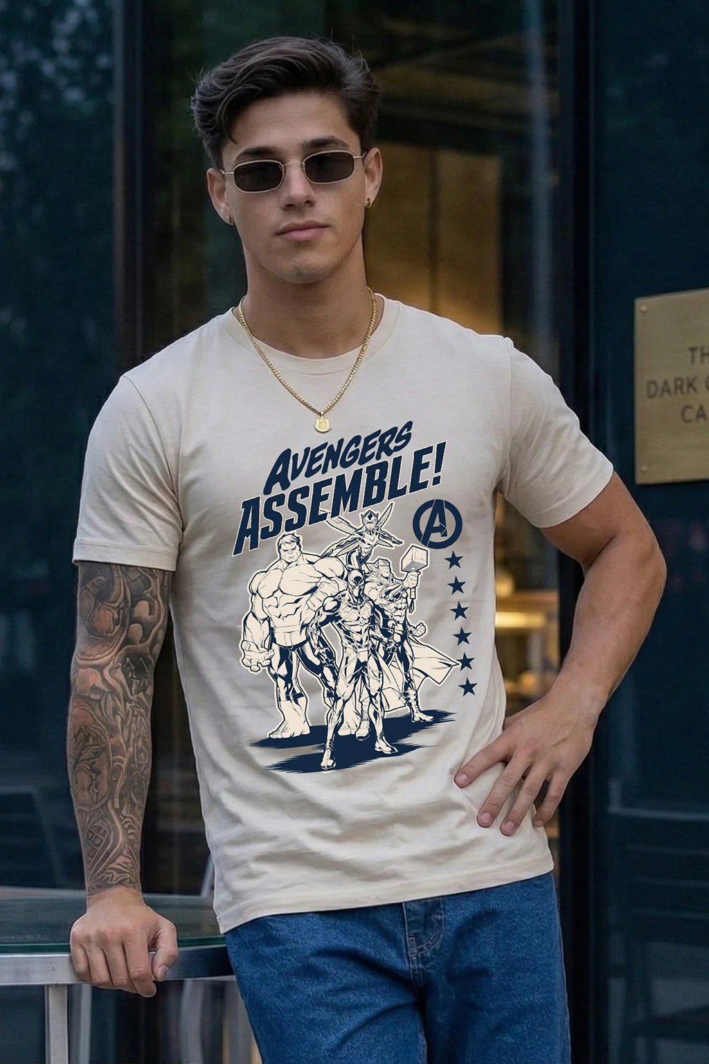 Avengers Swanwhite Regular Fit Printed T-shirt