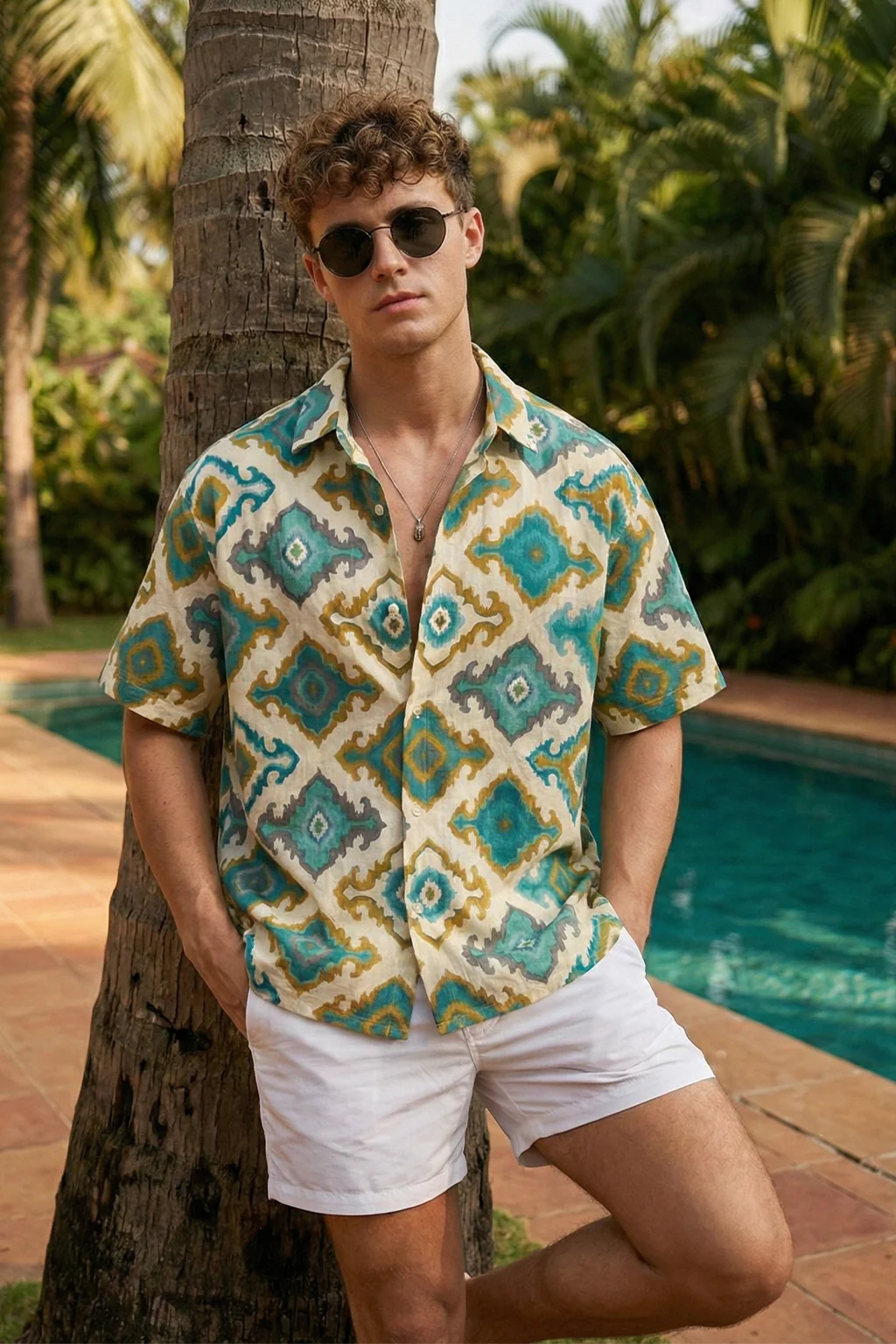 Azure Mosaic Swanwhite All Over Print Oversized Exclusive Shirt