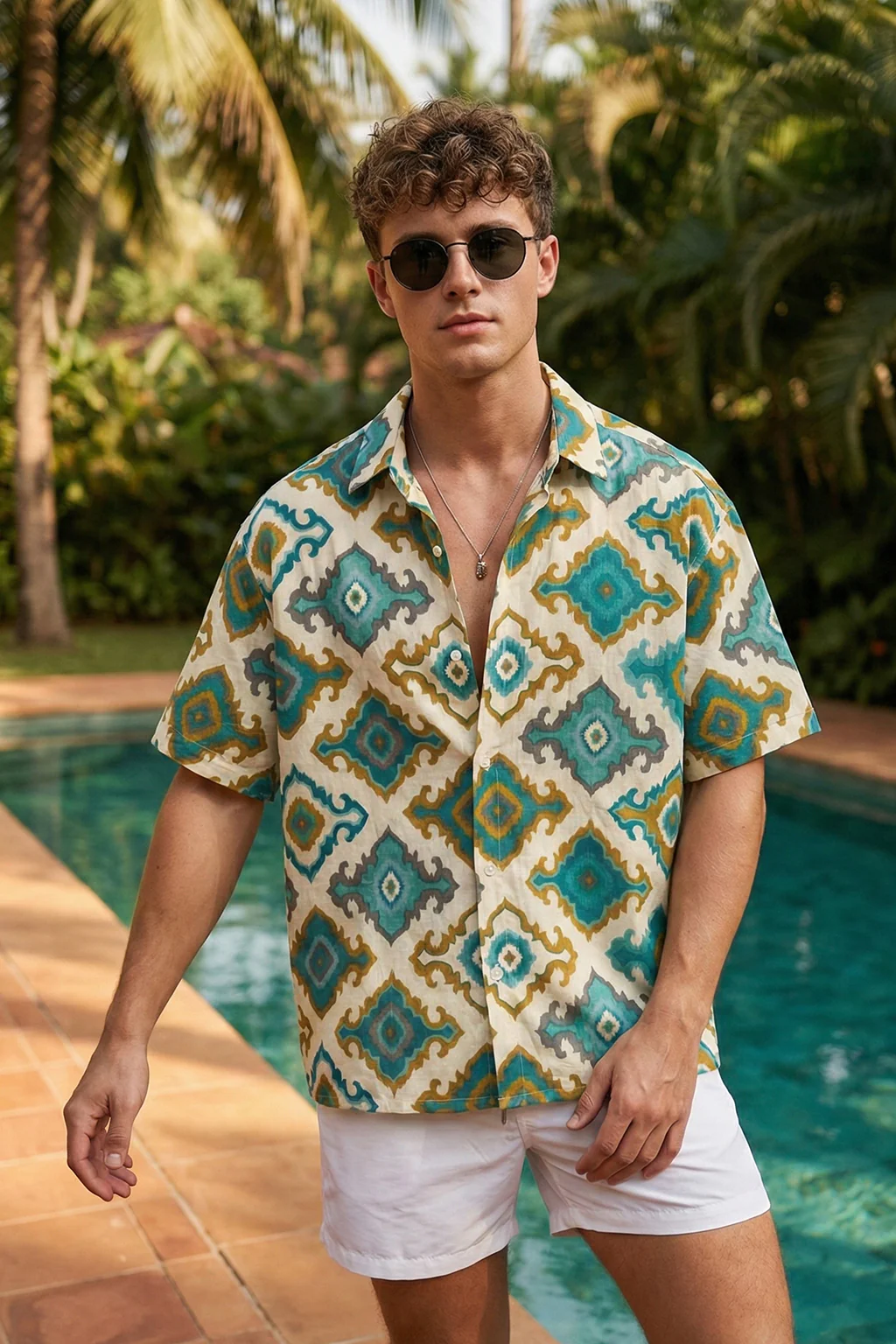 Azure Mosaic Swanwhite All Over Print Oversized Exclusive Shirt - Image 2