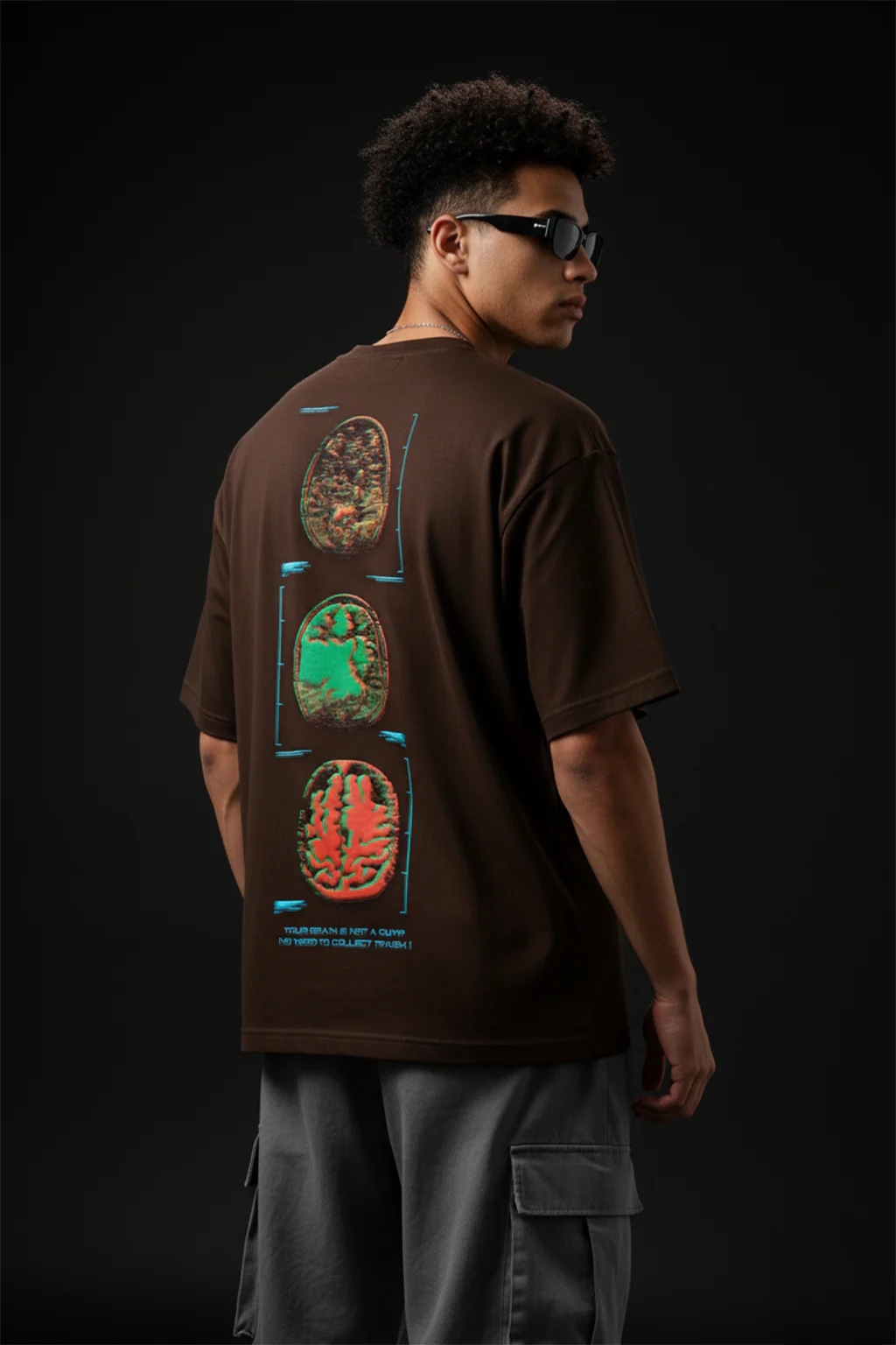 Bad Brains Brown Oversized Puff Printed Exclusive T-shirt - Image 4