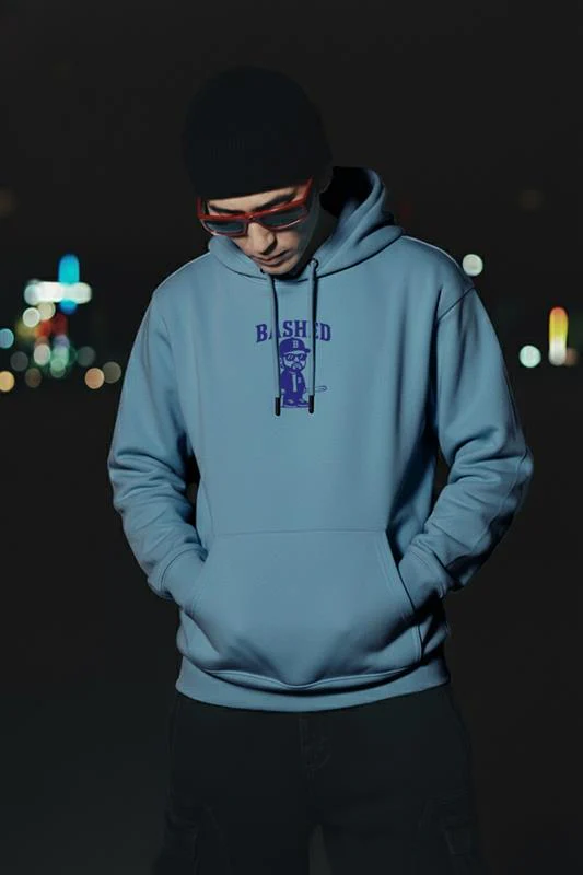 Bashed Haritage Blue Oversized Printed Hoodie - Image 5