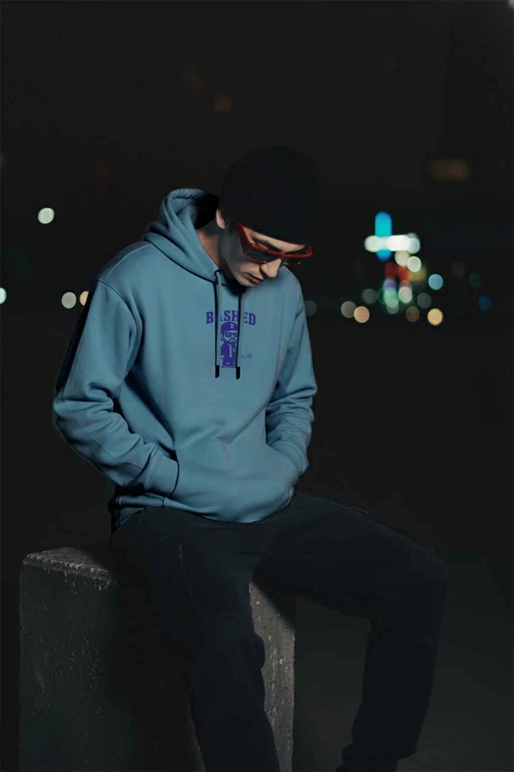 Bashed Haritage Blue Oversized Printed Hoodie - Image 7