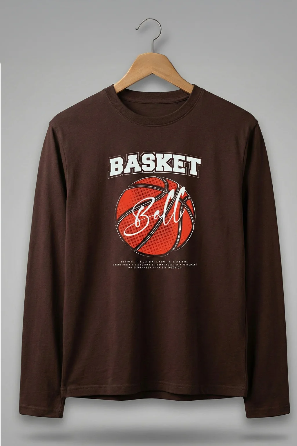 Basket Ball Brown Full Sleeves Regular Fit Printed T-shirt - Image 3