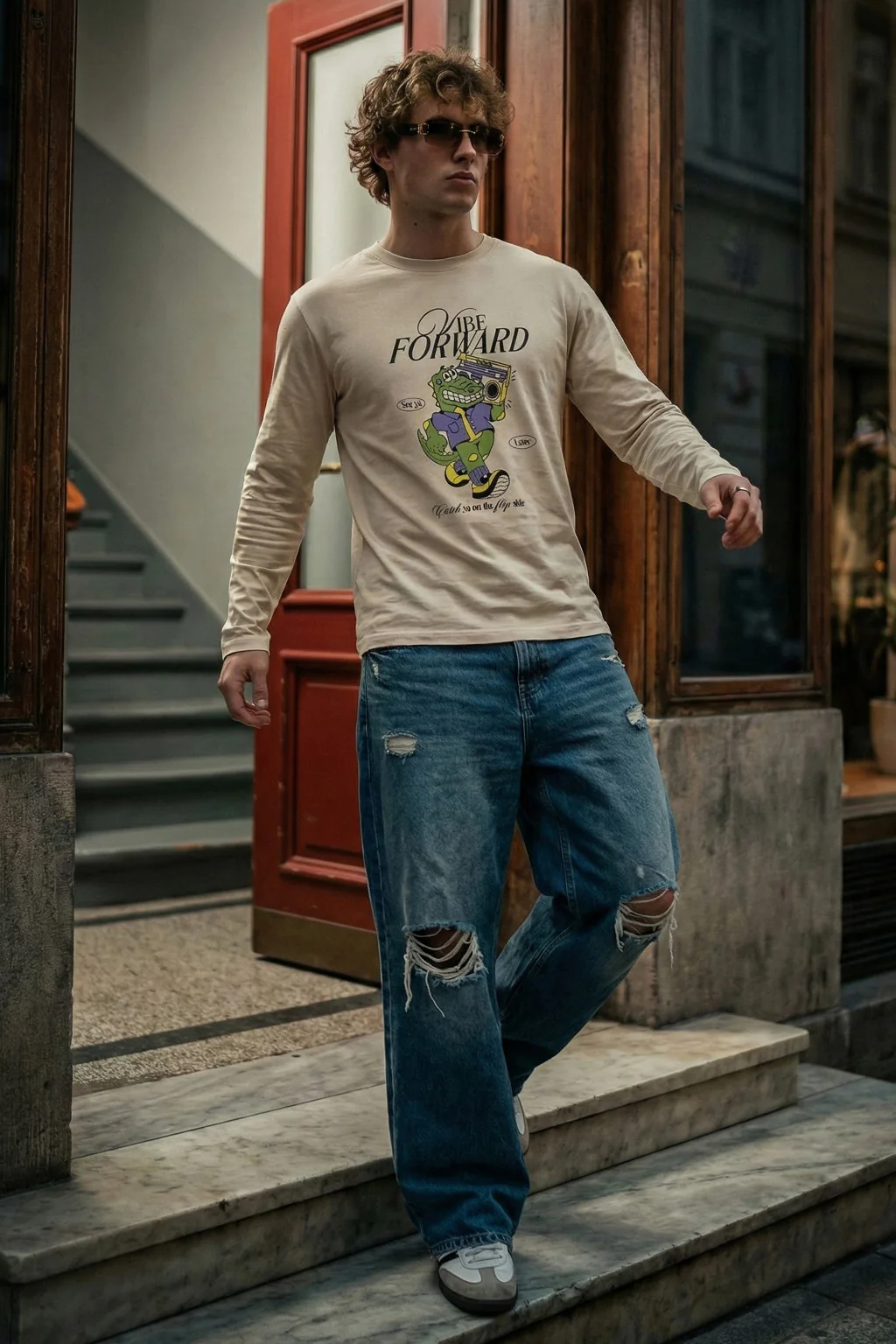 Be Forward Swanwhite Full Sleeves Regular Fit Printed T-shirt - Image 6