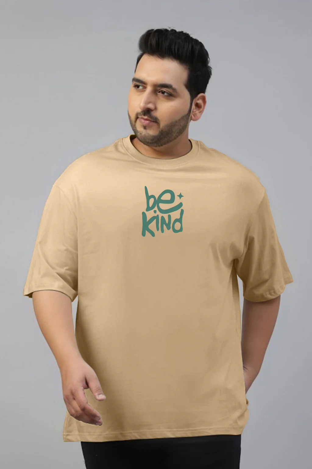 Be Kind Beige Graphic Printed Plus Size T-shirt - Image 3