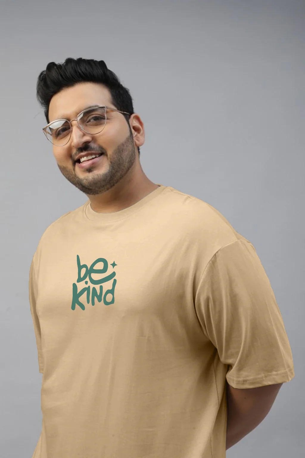 Be Kind Beige Graphic Printed Plus Size T-shirt - Image 6