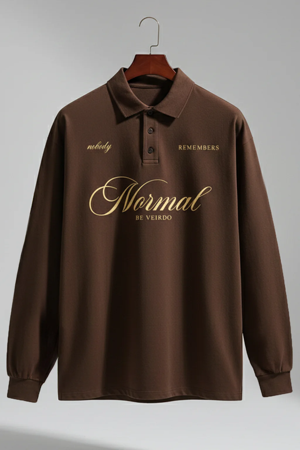 Be Veirdo Brown Oversized Full Sleeve Exclusive Polo T-shirt - Image 3