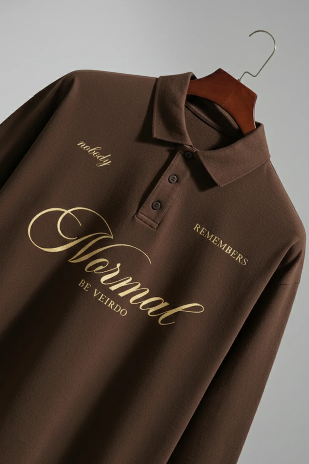 Be Veirdo Brown Oversized Full Sleeve Exclusive Polo T-shirt - Image 5