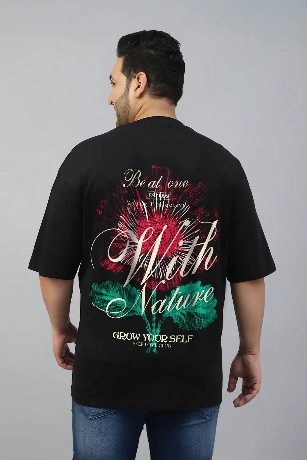 Be With Nature Black Graphic Printed Plus Size T-shirt - Image 2