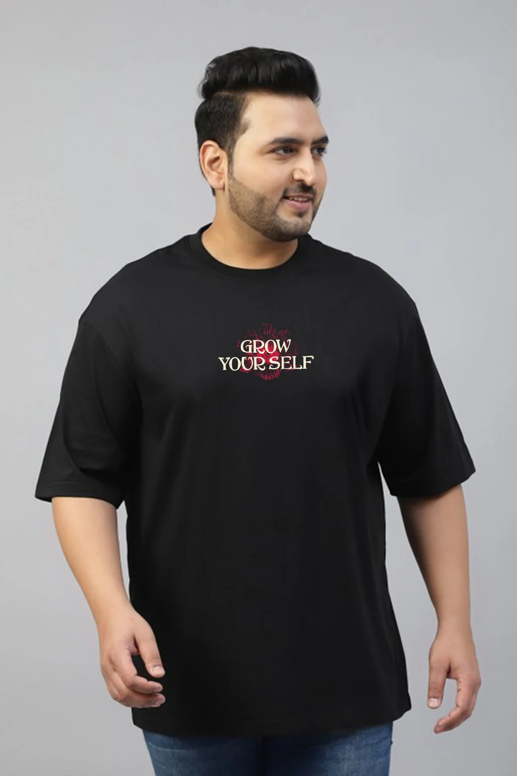 Be With Nature Black Graphic Printed Plus Size T-shirt - Image 3