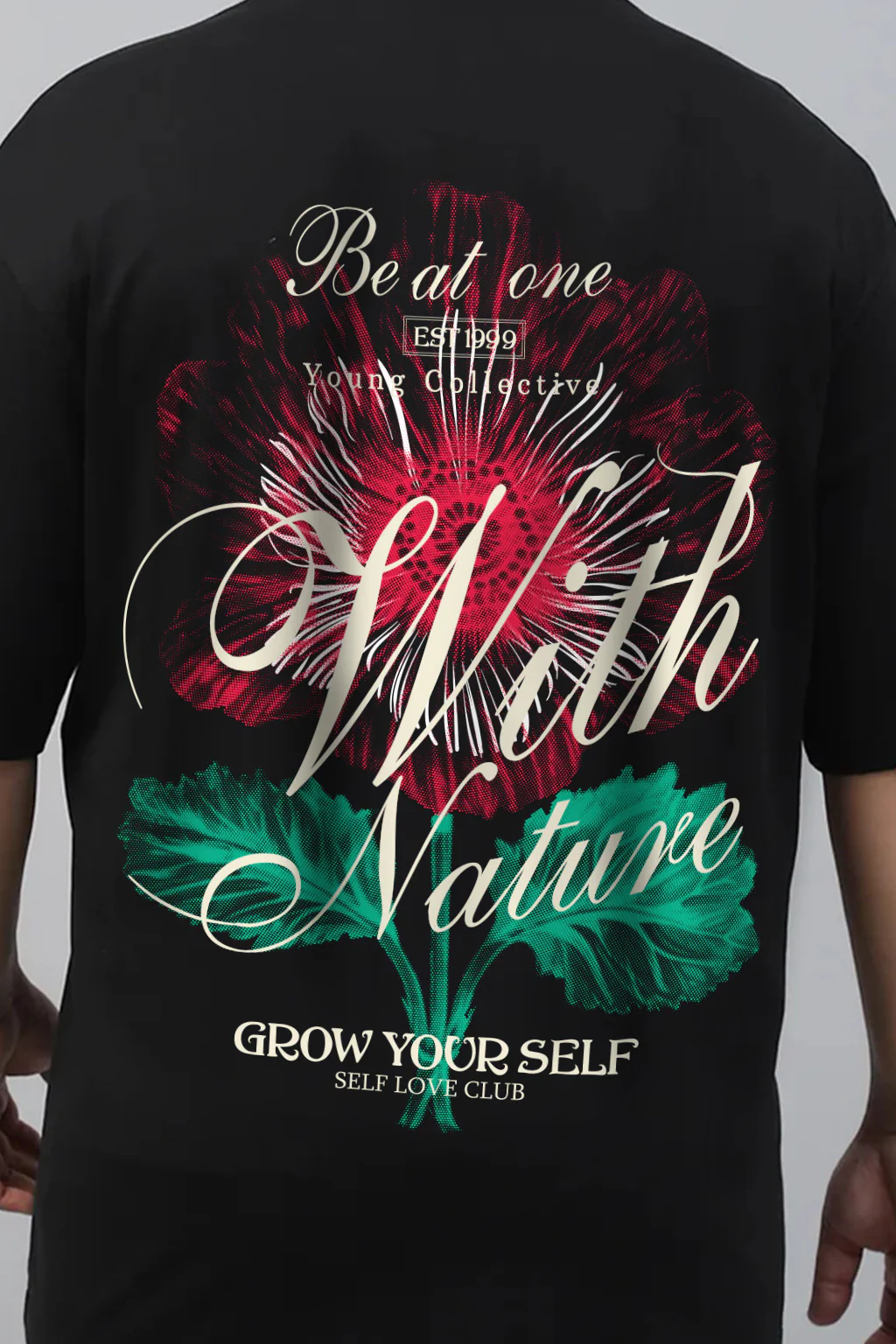 Be With Nature Black Graphic Printed Plus Size T-shirt - Image 4
