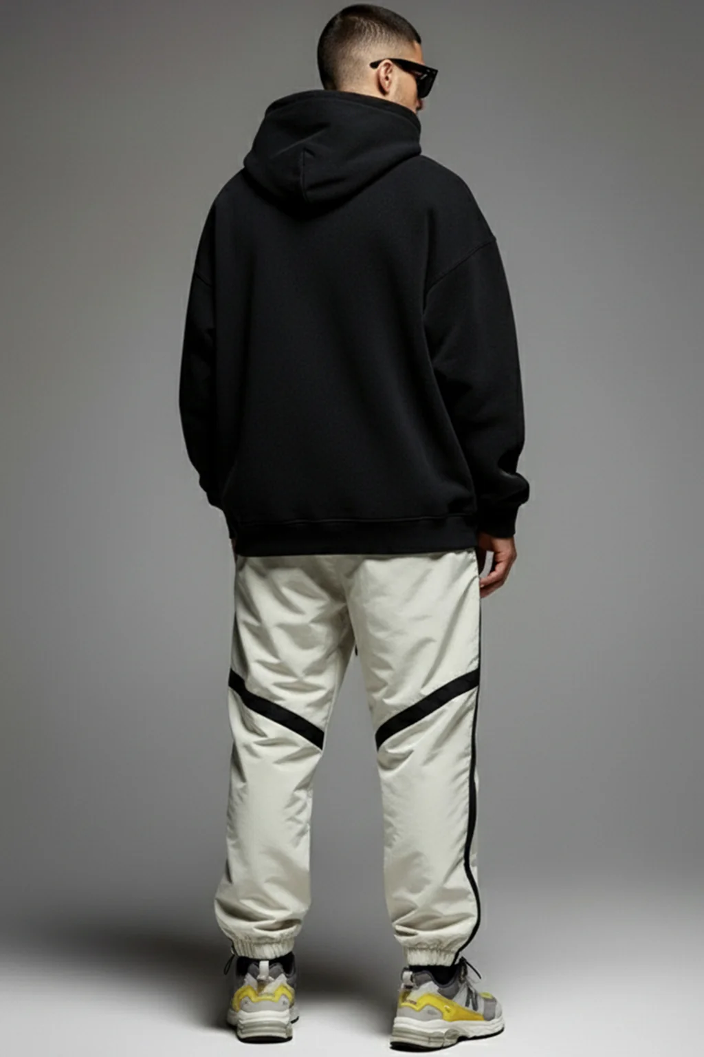 Beige Contrast Stripe Relaxed Fit Nylon Exclusive Jogger - Image 6