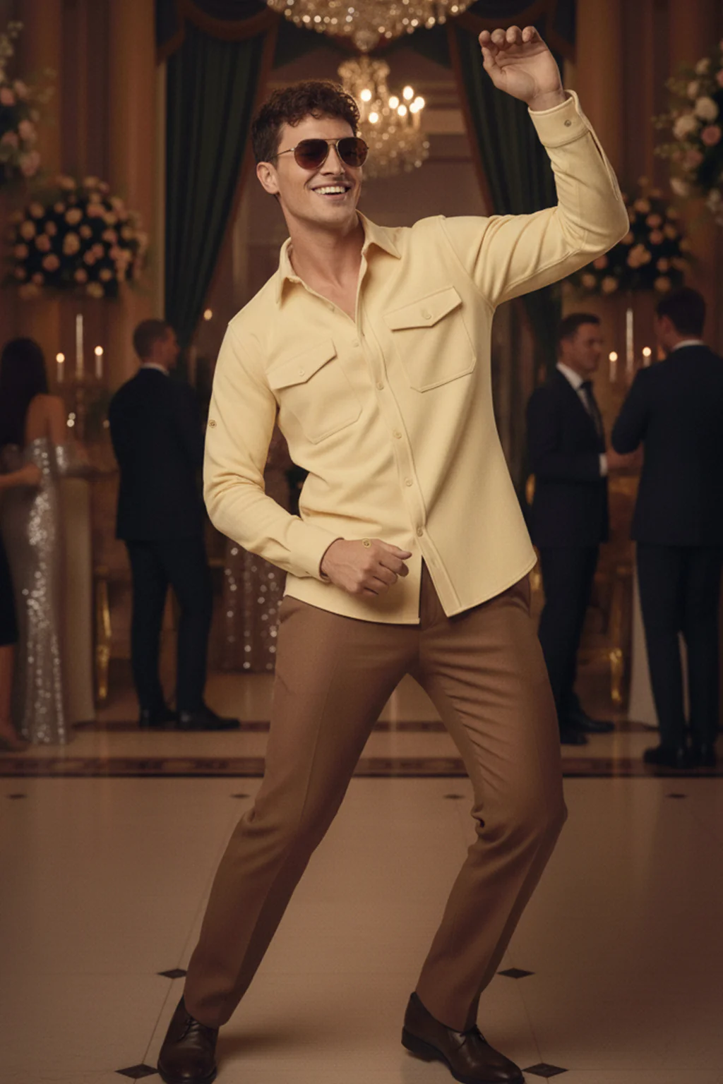 Beige Plain Relaxed Fit Full Sleeve Dual Pocket Utility Exclusive Shirt - Image 4