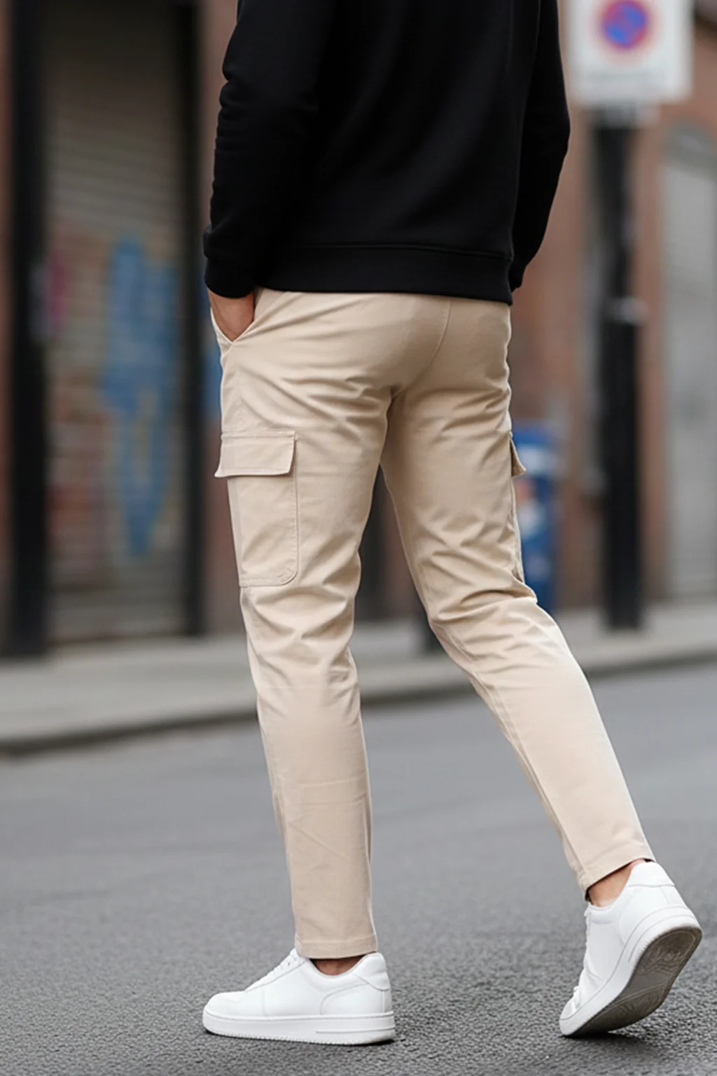 Beige Pure Woven Narrow Fit 5 Pocket Exclusive Cargo - Image 2