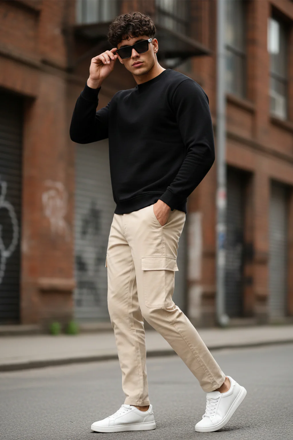 Beige Pure Woven Narrow Fit 5 Pocket Exclusive Cargo - Image 4
